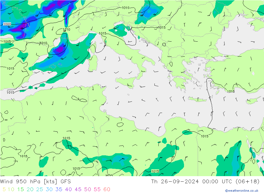 Wind 950 hPa GFS Th 26.09.2024 00 UTC