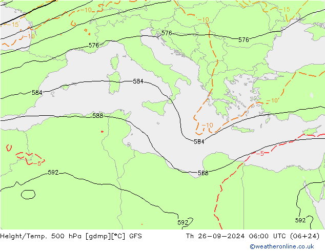 Height/Temp. 500 hPa GFS  26.09.2024 06 UTC