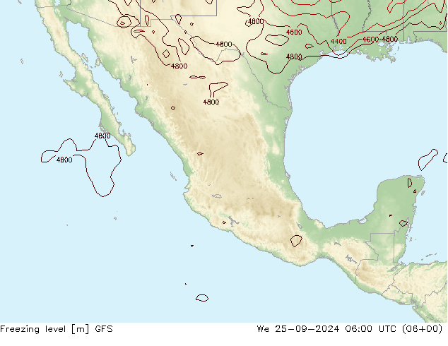 Isotherme 0° GFS mer 25.09.2024 06 UTC