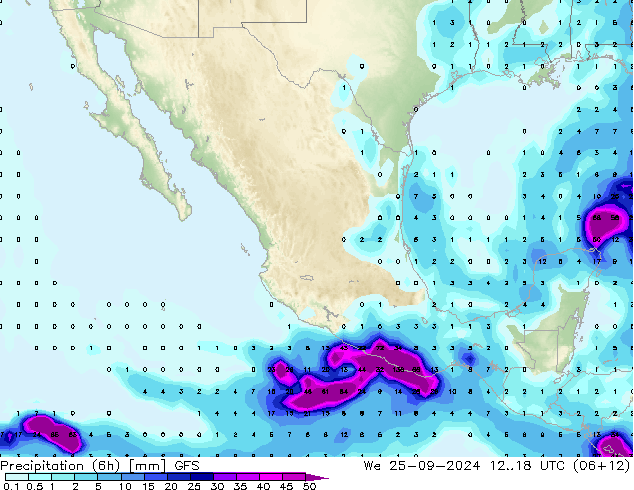 Z500/Rain (+SLP)/Z850 GFS Qua 25.09.2024 18 UTC