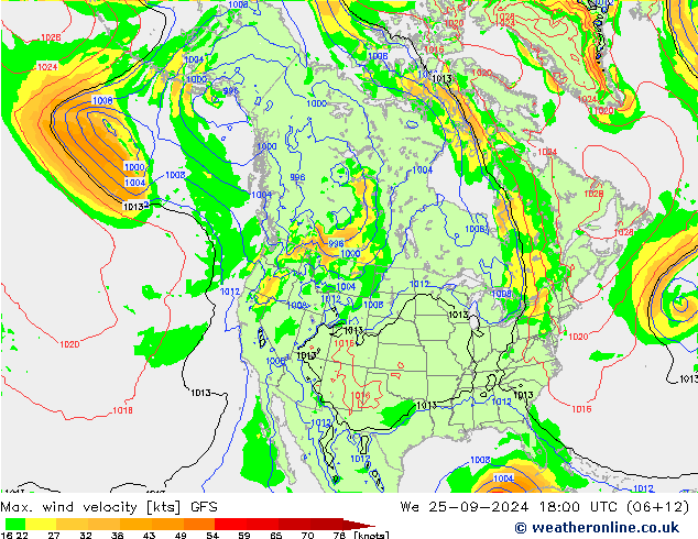 Max. wind velocity GFS St 25.09.2024 18 UTC