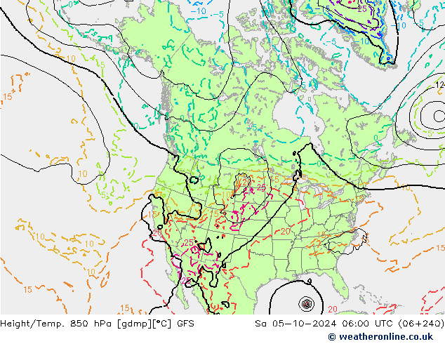 Z500/Rain (+SLP)/Z850 GFS Sáb 05.10.2024 06 UTC