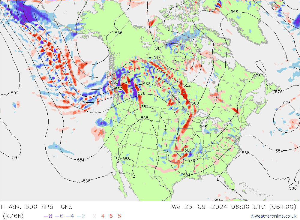 T-Adv. 500 hPa GFS St 25.09.2024 06 UTC