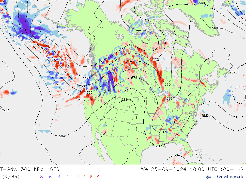 T-Adv. 500 hPa GFS mer 25.09.2024 18 UTC