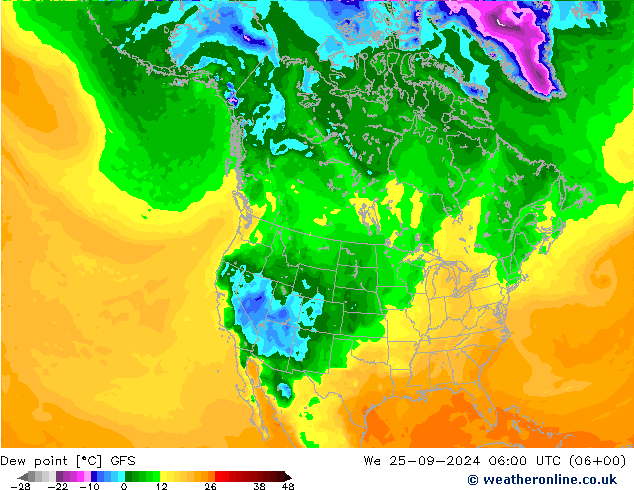 Rosný bod GFS St 25.09.2024 06 UTC