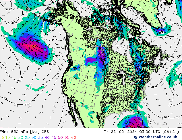 Wind 850 hPa GFS do 26.09.2024 03 UTC