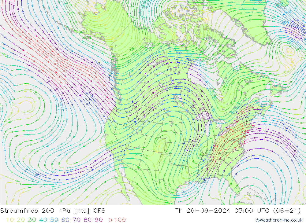 Streamlines 200 hPa GFS Th 26.09.2024 03 UTC