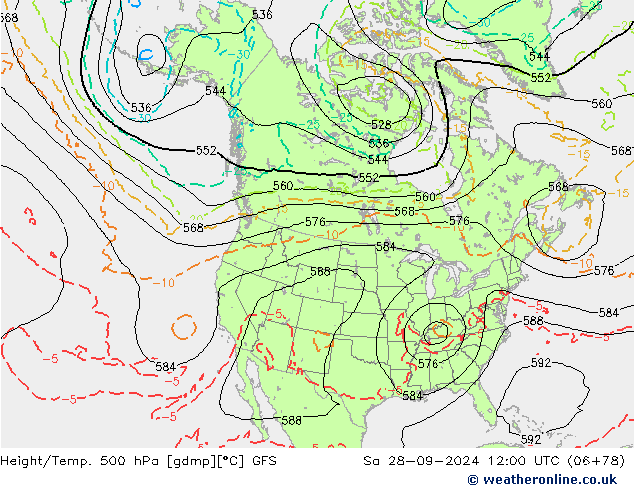 Z500/Rain (+SLP)/Z850 GFS Sa 28.09.2024 12 UTC