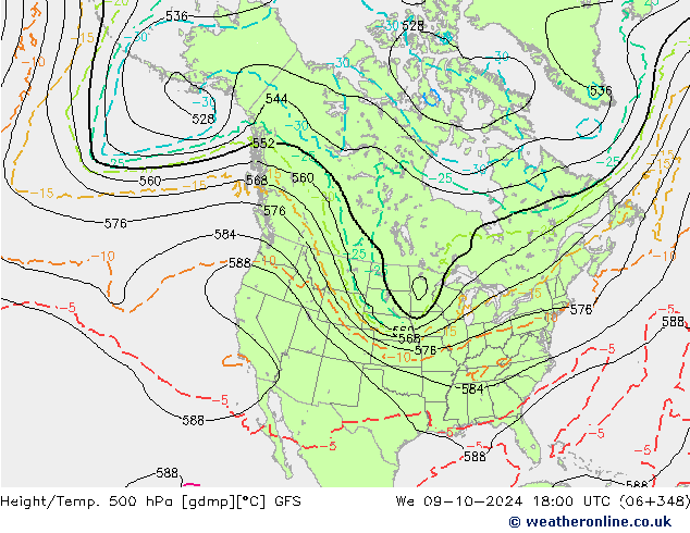 Geop./Temp. 500 hPa GFS mié 09.10.2024 18 UTC