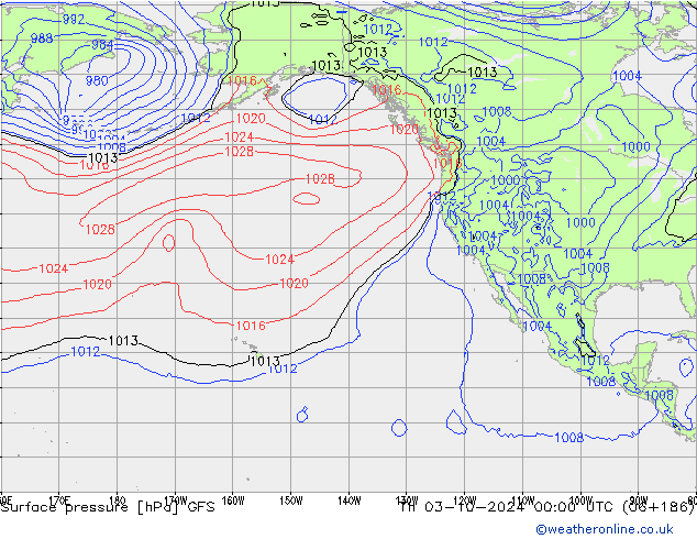 Surface pressure GFS Th 03.10.2024 00 UTC