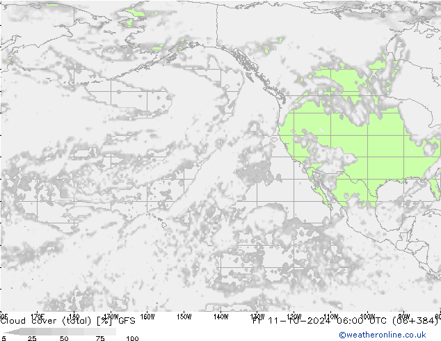 Bewolking (Totaal) GFS vr 11.10.2024 06 UTC