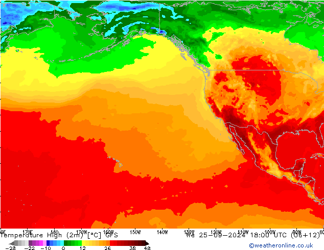 Höchstwerte (2m) GFS September 2024