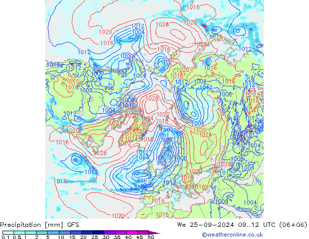 Precipitation GFS We 25.09.2024 12 UTC