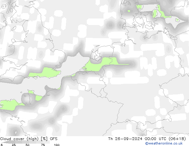 zachmurzenie (wysokie) GFS czw. 26.09.2024 00 UTC