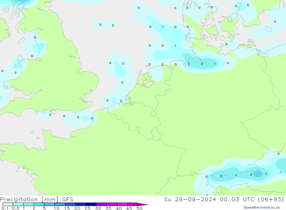 Precipitazione GFS dom 29.09.2024 03 UTC