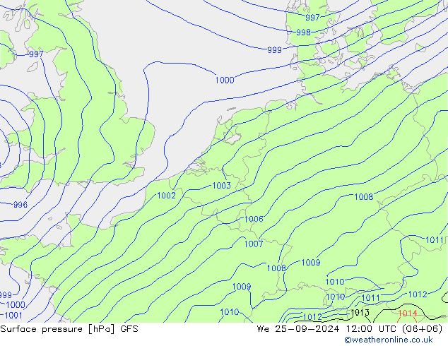 pression de l'air GFS mer 25.09.2024 12 UTC