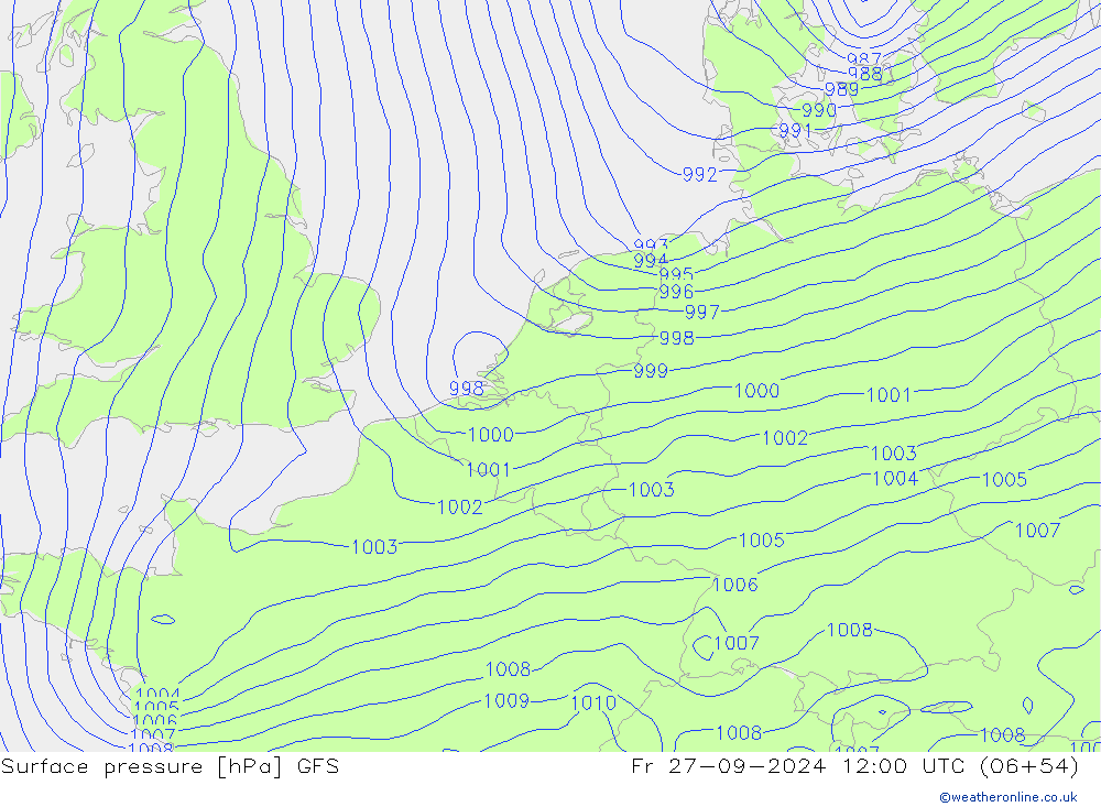 Surface pressure GFS Fr 27.09.2024 12 UTC