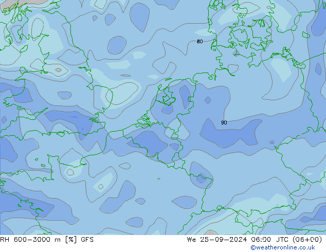 RH 600-3000 m GFS We 25.09.2024 06 UTC