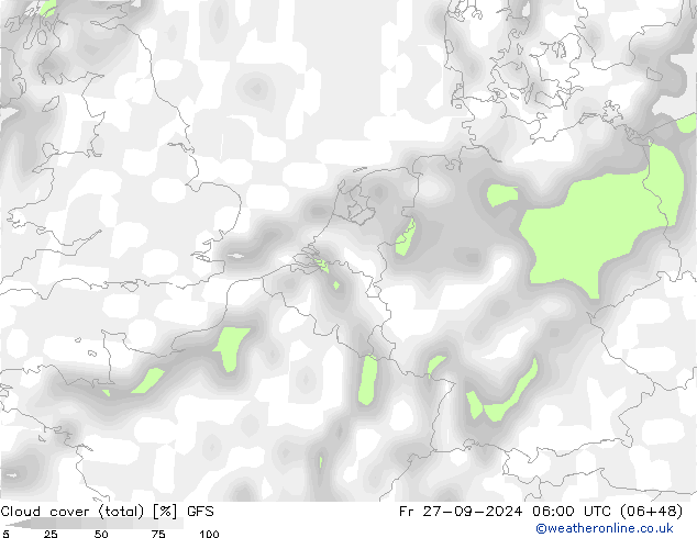 облака (сумма) GFS пт 27.09.2024 06 UTC