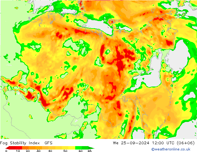 Fog Stability Index GFS mer 25.09.2024 12 UTC