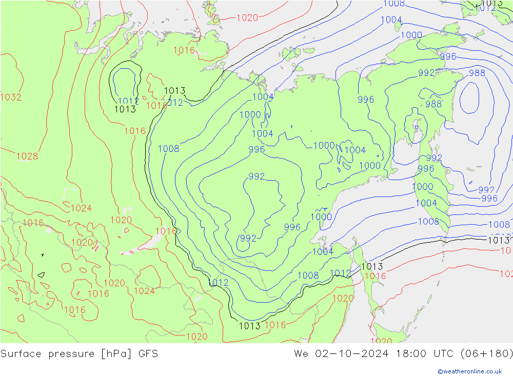 ciśnienie GFS śro. 02.10.2024 18 UTC