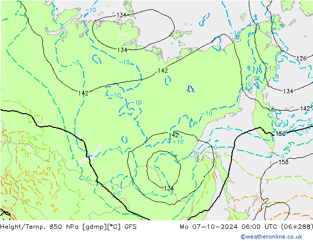 Height/Temp. 850 hPa GFS Mo 07.10.2024 06 UTC