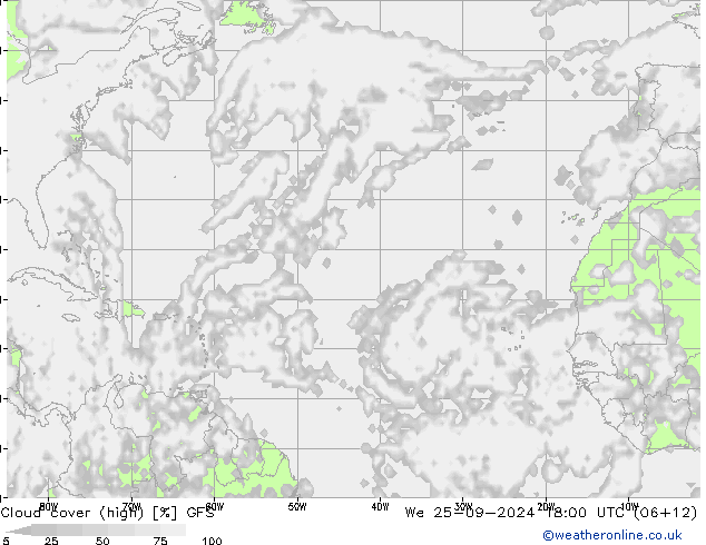 Cloud cover (high) GFS We 25.09.2024 18 UTC