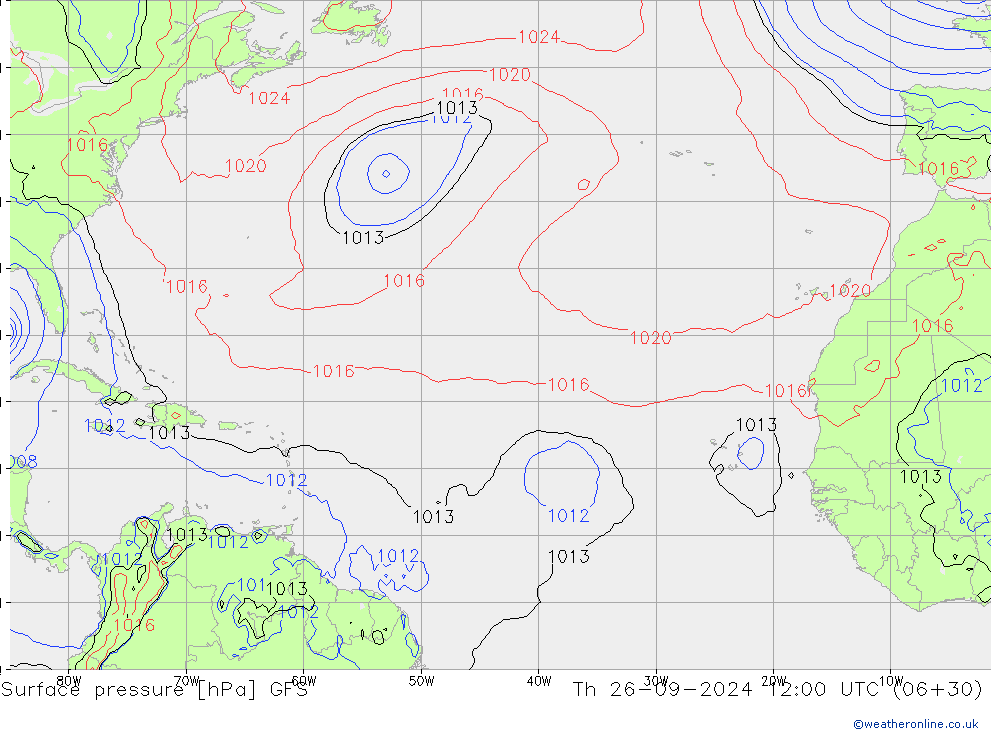 Surface pressure GFS Th 26.09.2024 12 UTC