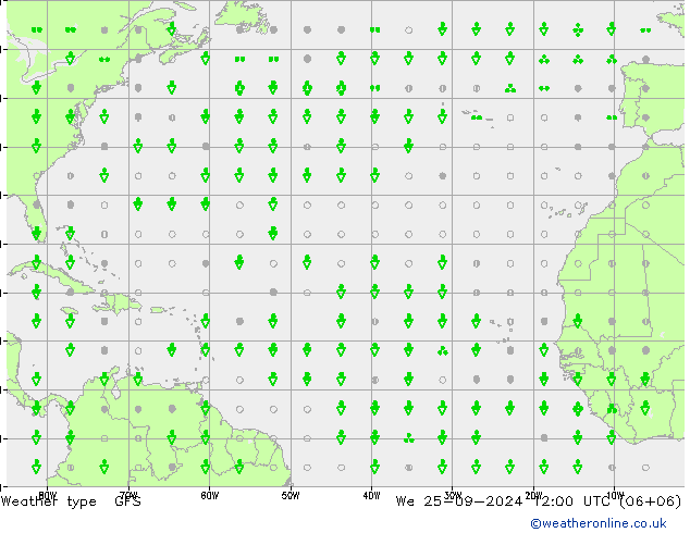 rodzaj opadu GFS śro. 25.09.2024 12 UTC