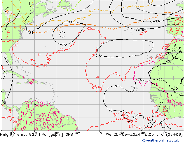 Height/Temp. 925 hPa GFS We 25.09.2024 15 UTC