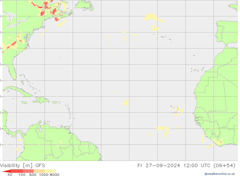 Visibilité GFS ven 27.09.2024 12 UTC