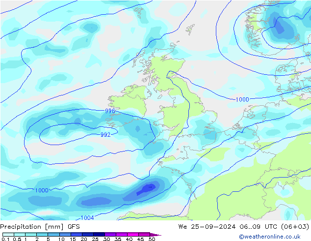 Precipitation GFS We 25.09.2024 09 UTC