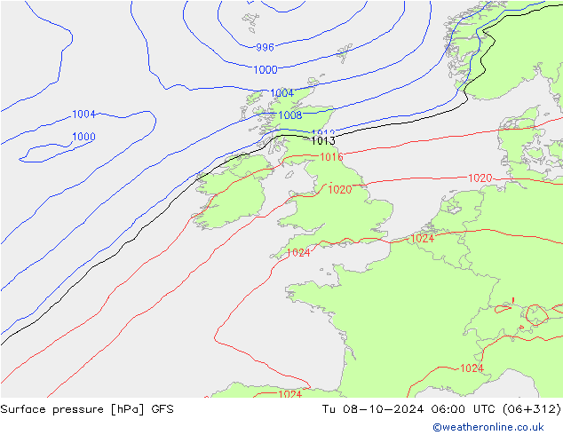 pression de l'air GFS mar 08.10.2024 06 UTC