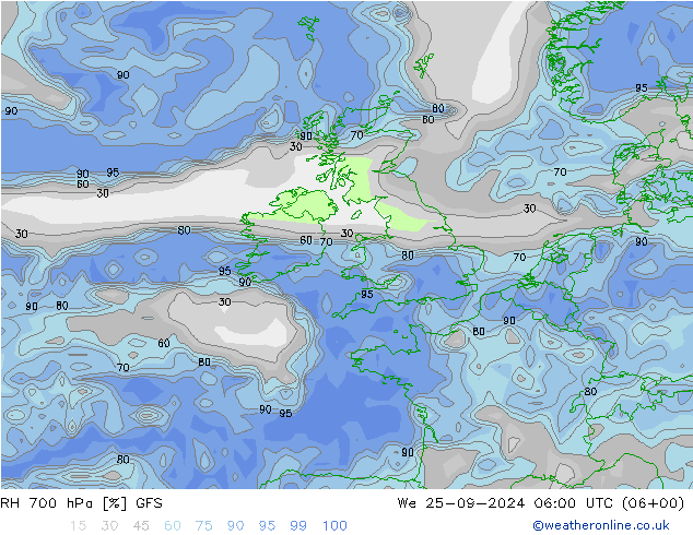 RV 700 hPa GFS wo 25.09.2024 06 UTC