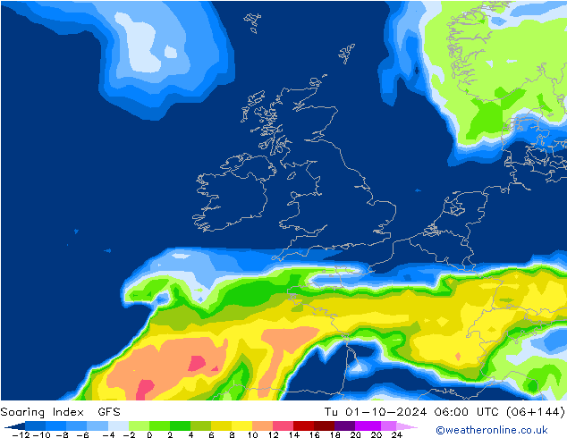 Soaring Index GFS Út 01.10.2024 06 UTC