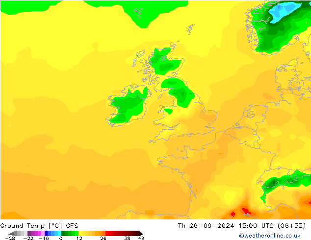 Bodemtemperatuur GFS do 26.09.2024 15 UTC