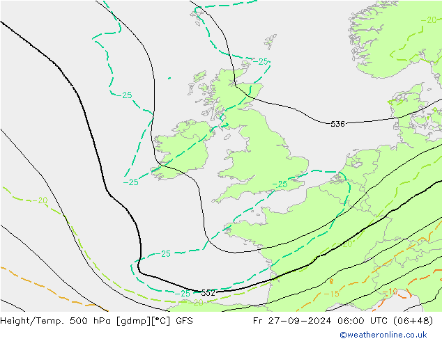 Height/Temp. 500 hPa GFS Fr 27.09.2024 06 UTC