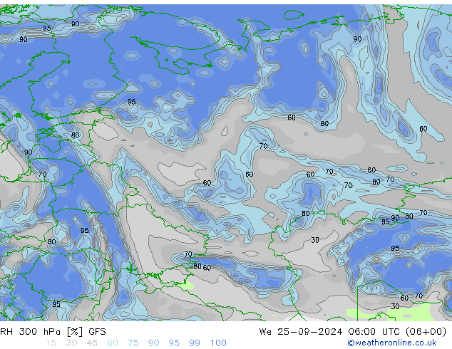 RH 300 hPa GFS  25.09.2024 06 UTC