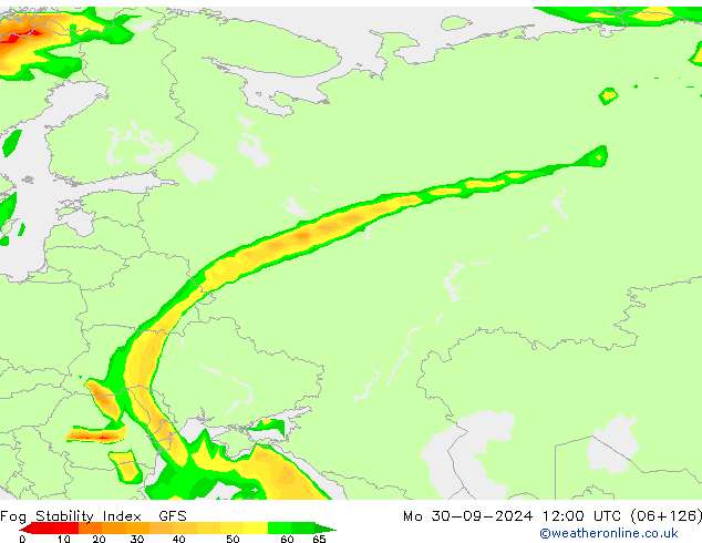 Fog Stability Index GFS пн 30.09.2024 12 UTC