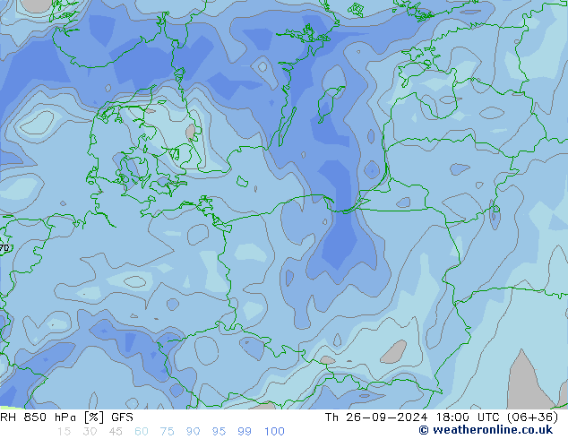 RH 850 hPa GFS Th 26.09.2024 18 UTC