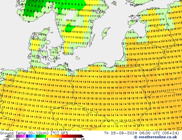 Ground Temp (0-10cm) GFS Th 26.09.2024 06 UTC