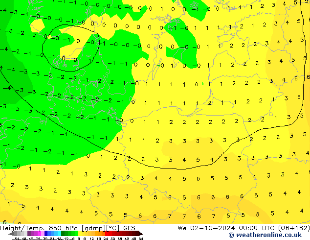 Z500/Rain (+SLP)/Z850 GFS We 02.10.2024 00 UTC