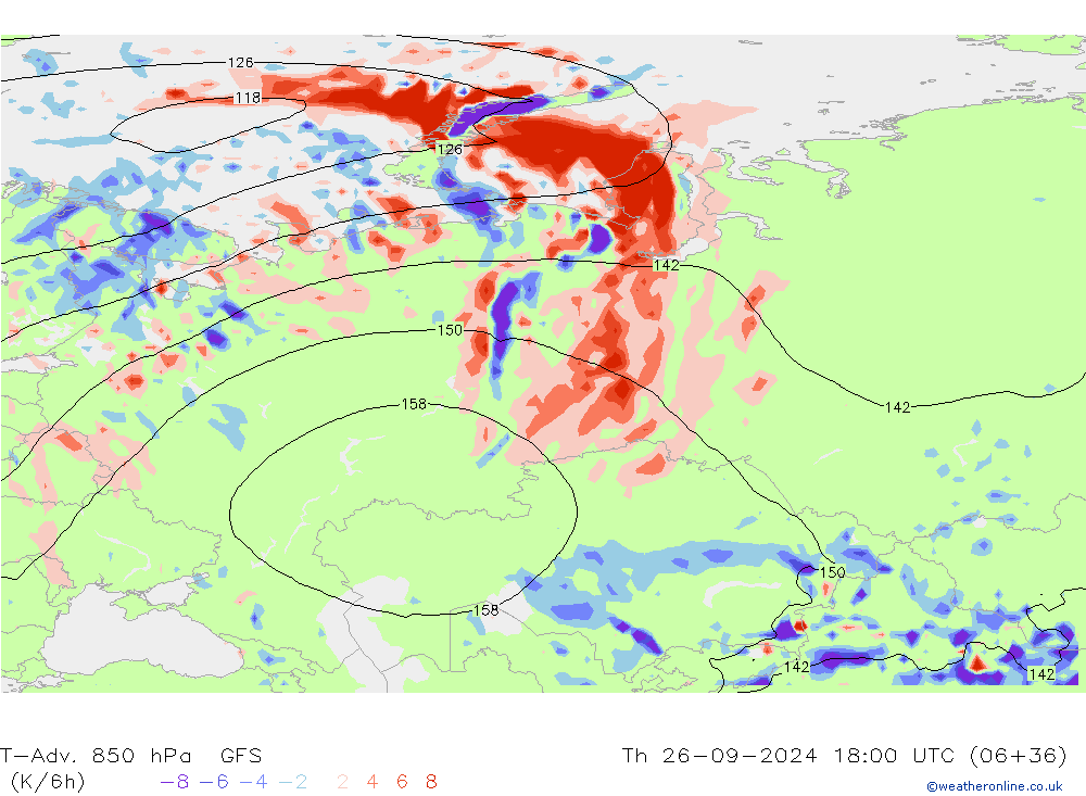 T-Adv. 850 hPa GFS Qui 26.09.2024 18 UTC