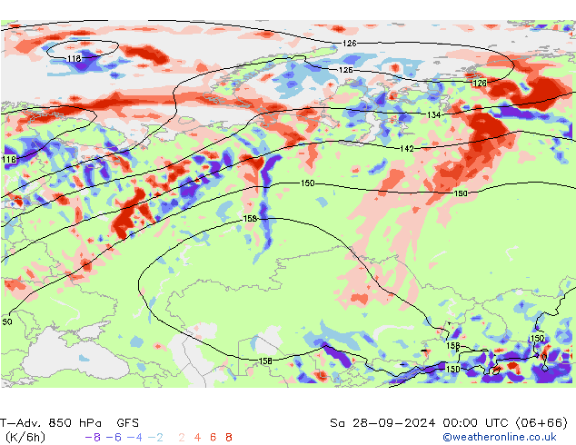 T-Adv. 850 hPa GFS sab 28.09.2024 00 UTC