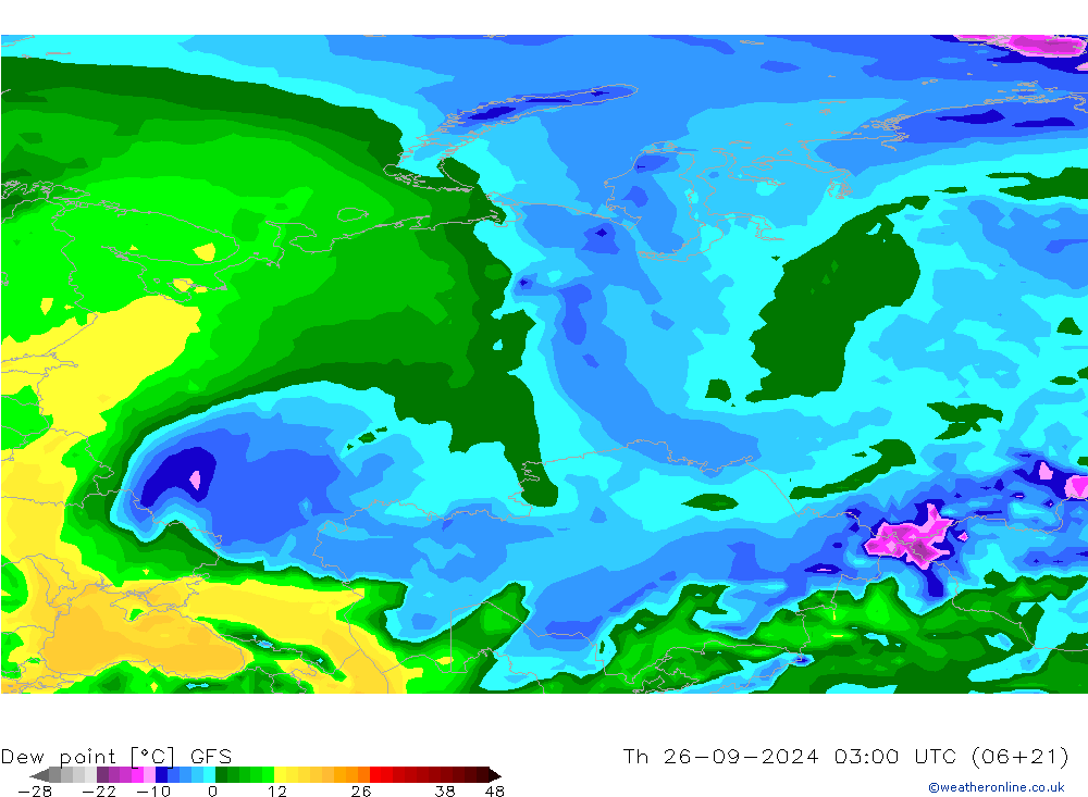 Çiğ Noktası GFS Per 26.09.2024 03 UTC