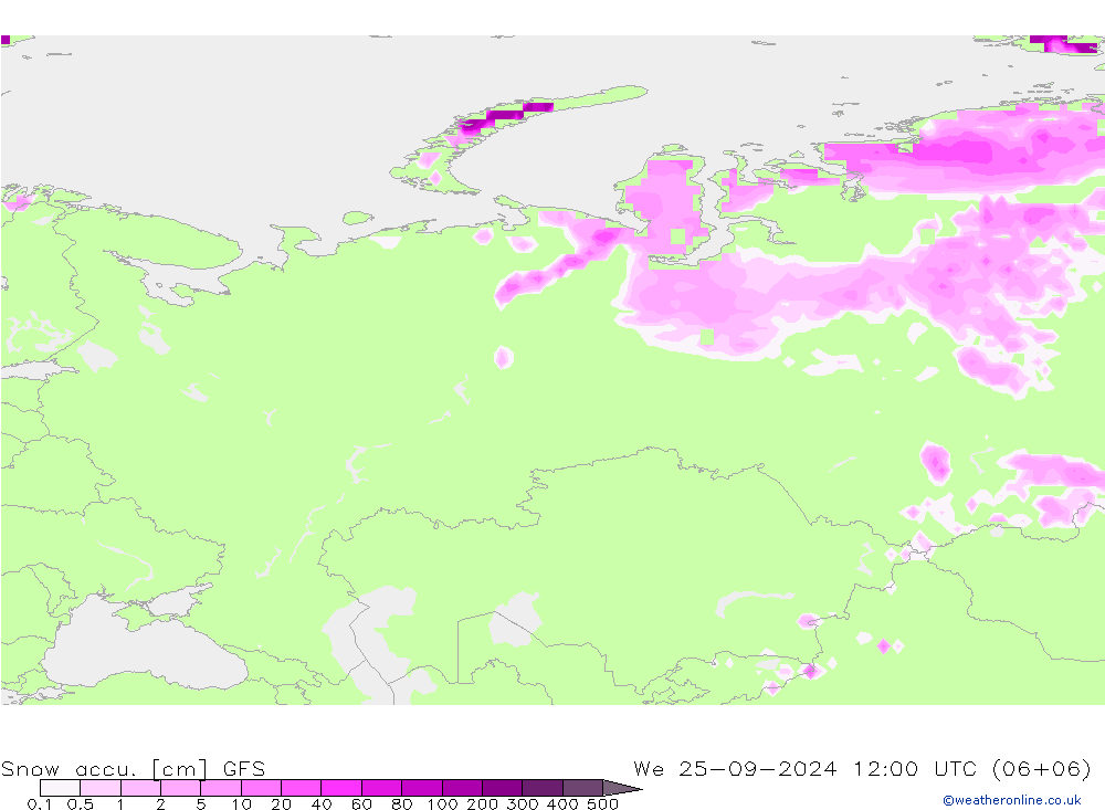 Snow accu. GFS St 25.09.2024 12 UTC