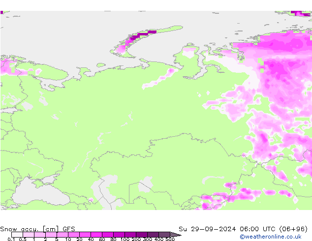 Snow accu. GFS dim 29.09.2024 06 UTC