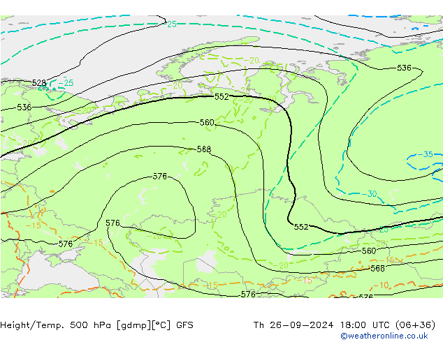 Z500/Rain (+SLP)/Z850 GFS Th 26.09.2024 18 UTC