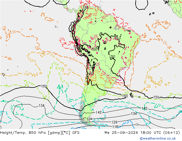 Z500/Rain (+SLP)/Z850 GFS Qua 25.09.2024 18 UTC