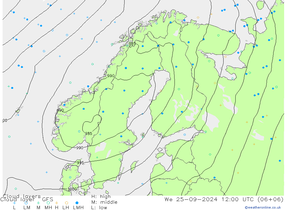 Cloud layer GFS mer 25.09.2024 12 UTC